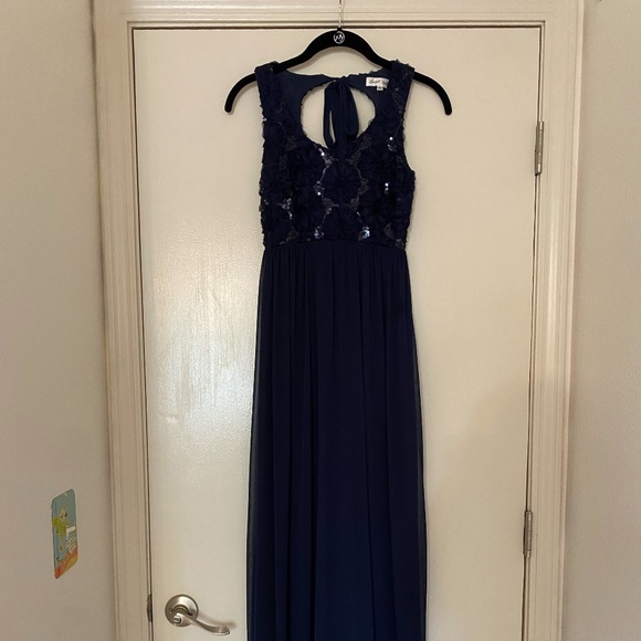 Emerald Sundae Dresses & Skirts - Emerald Sundae Navy Blue Floor Length Gown (Nylon/Polyester)